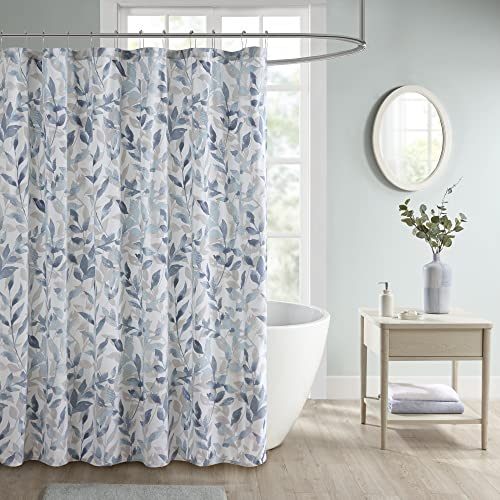 Madison Park Essentials Sofia Shower Curtain, Luxurious Botanical Print, Modern Serene Bathroom D cor, Machine Washable Bath Privacy Screen, 72x72, Blue