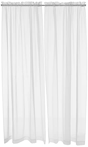 "Pairs to Go 118"""" Light Filtering Double Rod Pocket Window Panel Curtain Living Room, Polyester, White, 59"" W x 95"" L (Pack of 2)"