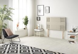 Somnior Beds Bed Centre Flexby Diamante Small Double 82cm Tweed Natural Headboard With Wooden Struts
