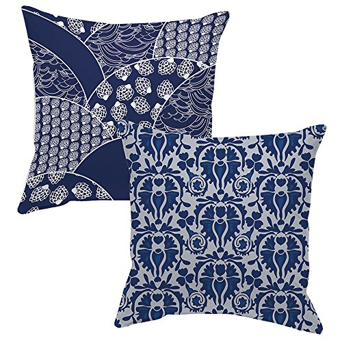 HomeMaison Double Sided Indian Cotton Cushion, Blue, 50 x 50 cm
