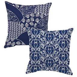 HomeMaison Double Sided Indian Cotton Cushion, Blue, 50 x 50 cm