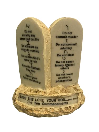 3 ARCHES USA The Ten Commandments Tabletop Decor Stone Replica Statue with Scripture - 4.2 Inches Tall The 10 Commandments Decor for Home or Office.