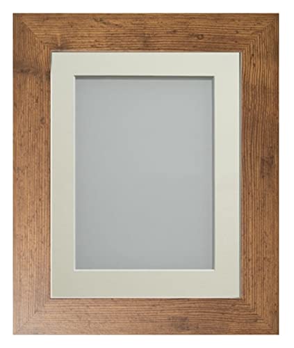 Frame Company Watson Rustic Picture Photo Frame fitted with Perspex, 12x10 inch with Ivory Mount for image size 7x5 inch