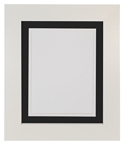FRAMES BY POST Metro White Photo Picture Poster Frame with Black on White Double Mount 10 x 8 for Image Size 8 x 6 inch