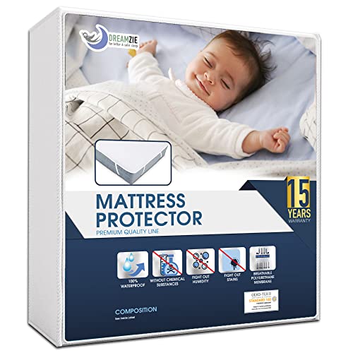 Dreamzie Mattress Protector Waterproof with 4 Elastic Corners - Made in EU - OEKO-TEX® Certified- For Mattress 70 x 140 cm
