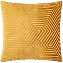 Paoletti Evoke Velvet Polyester Filled Cushion – Luxurious Chevron Pattern Decorative Square Pillow With Filling (Gold - 55x55cm)