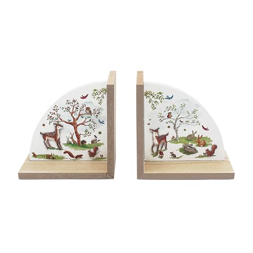 The Leonardo Collection Finola Stack Forest Friends Bookends - Adorable Woodland-Themed Book Holders - Decorative & Sturdy Book Supports - Perfect for Kids' Rooms & Nursery Decor