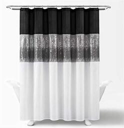 "Lush Decor Night Sky Shower Curtain, 72"" x 72"", Black & White"