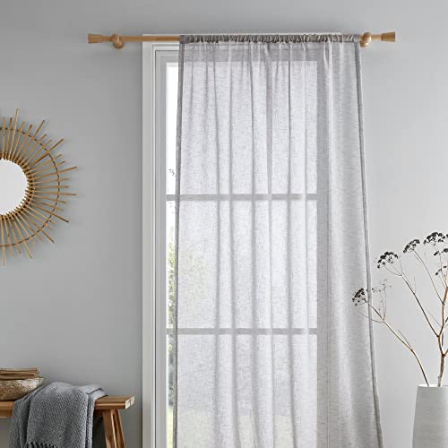 "Drift Home - Grey Semi-Transparent Cotton Curtain Panel - 55 x 54"" (140 x 137cm) - Sustainable Recycled Cotton - Sheer Voile/Net Window Curtain"