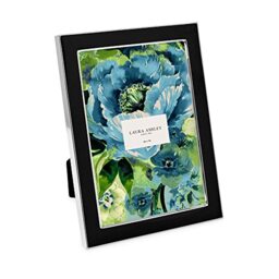 Laura Ashley 5x7 Black Enamel Picture Frame, Silver Metal Edge with Easel, for Countertop, Counterspace, Tabletop Display, Bookshelf, Desk, Wall D cor, Photo Gallery (5x7, Black W/Silver)