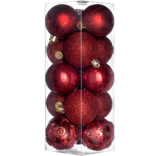 WeRChristmas Shatterproof Plastic Deluxe Baubles Christmas Tree, 15-Piece - Red