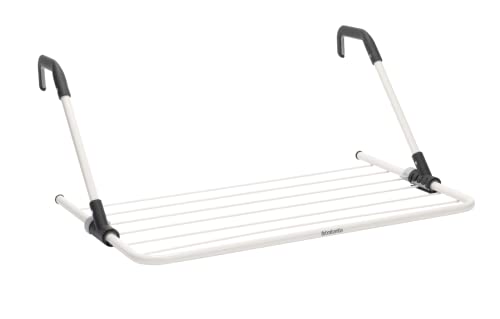 Brabantia - Hanging Drying Rack - 4.5m of Clothes Line - Adjustable Arms - Smart Lock Remembers Last Used Setting - Space Efficient - Easy Storage - White - 68 x 44cm