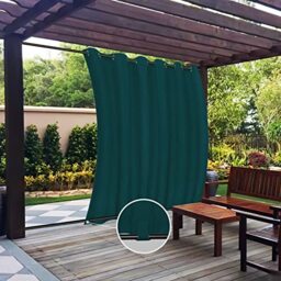 Easy-Going Outdoor Curtains Waterproof Windproof Weatherproof Curtain for Patio, Cabana, Porch, Pergola and Gazebo, Grommet Top and Tab Bottom Drape, 1 Panel, 110x96 inch, Teal