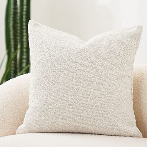 DOMVITUS Boucle Pillow Covers 20x20 Luxury Throw Pillow Covers Decorative Pillows for Bed Sofa Pillows for Living Room Accent Couch Pillows Soft Cushion Case, 1PC, Ivory
