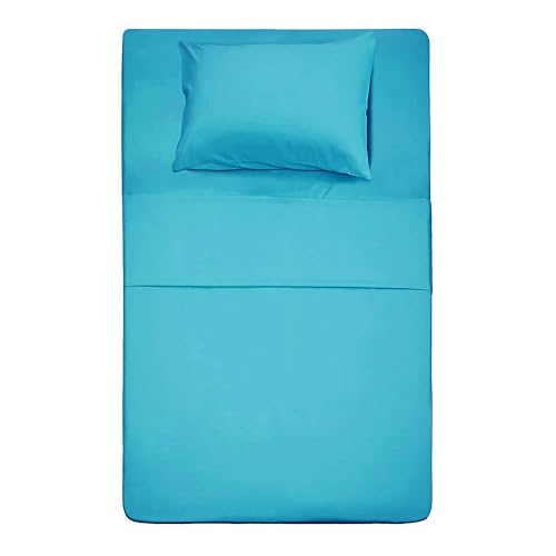 400 Thread Count Cotton Twin Size Bedding Sheet Set (Turquoise Color) 3 Piece - 100% Cotton Bed Sheets Sets with Envelope Pillow case Deep Pocket fit Upto 16''