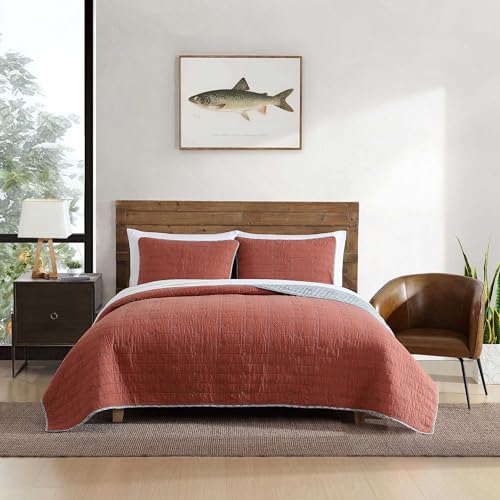 Eddie Bauer - King Quilt Set, Soft Reversible Bedding with Matching Shams, Fishing Inspired Home Decor (Troutdale Orange, King)
