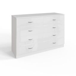 FWStyle Chilton White Gloss 8 Drawer Chest 73.5x104x40cm Bedroom Storage