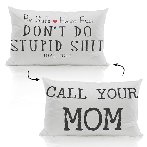 ZJSYXXU Call Your Mom Lumbar White 12 x 20 Pillow Cover - Funny Throw Pillows for Couch, College Dorm Room Decor, Son Daughter Graduation Gift