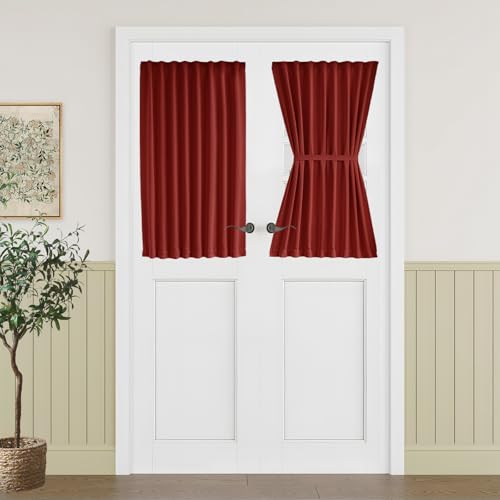 Vatge French Door Curtains, 40 Inch Length Door Curtains for Door Window, 1 Panel, W25 x L40, Red