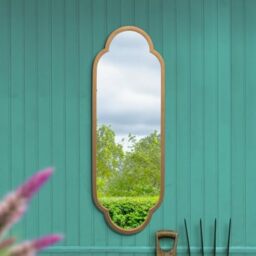 "The Duplici - New Gold Metal Framed Double Arched Oval Garden Wall Mirror 40"" X 14"" (102CM X 35.5CM)"