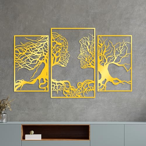 Elegant Gold Decorative Metal Wall Accessory, 116 x 71 cm, 1.5 mm Thick, Stylish Home Décor for Living Room & Office, Durable Metal Design