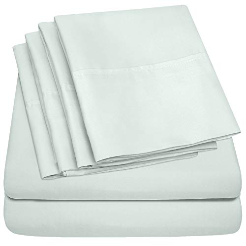 Cal King Size Bed Sheets - 6 Piece 1500 Supreme Collection Fine Brushed Microfiber Deep Pocket California King Sheet Set Bedding - 2 Extra Pillow Cases, Great Value, California King, Mint