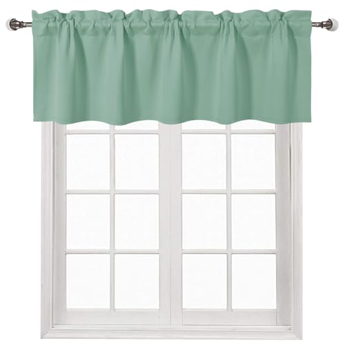 DWCN Sage Green Valance for Windows Rod Pocket Window Valances Curtains for Kitchen Livingroom 60 x 18 inch Long,1 Panel