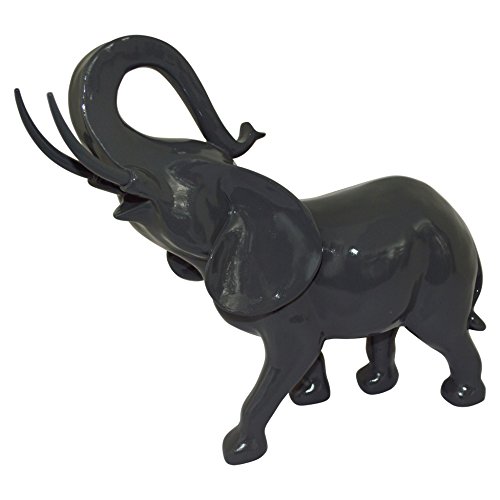 HOMEA 5dej1229gr Drawing Elephant Polyresin Statue Black 35.5 x 15 x 37 cm