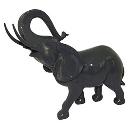 HOMEA 5dej1229gr Drawing Elephant Polyresin Statue Black 35.5 x 15 x 37 cm