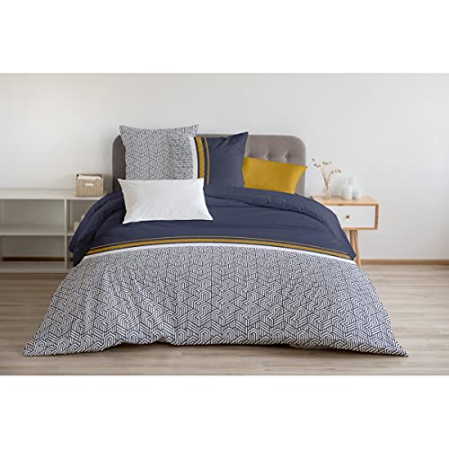 Home Linge Passion Duvet Cover - 3 Piece - 100% Cotton - 57 Thread Count - 2 Person - 240 x 260 cm - Tilt Navy Blue