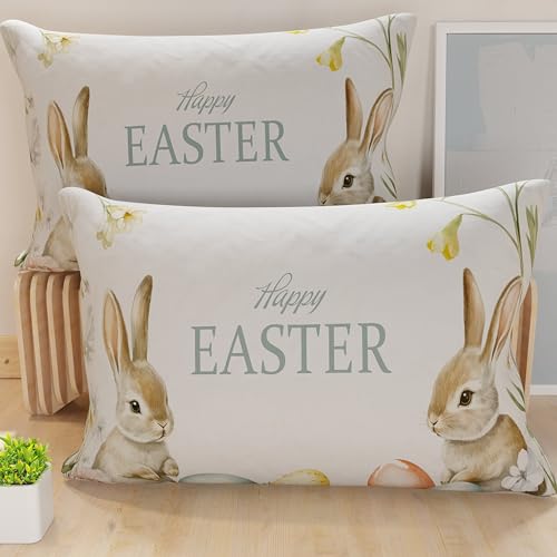 PETTI Artigiani Italiani - Set of 2 Easter Cushion Covers 40x80 cm in Microfibre, Easter Decorative Cushions for Bedroom, Sofa and Living Room, 2 Decorative Pillow Covers, 100% Made in Italy