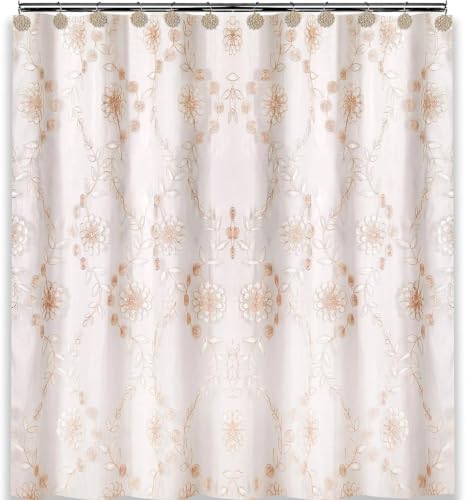 "Rose Vine Shower Curtain Fabric Laced Shower Curtain for Bathroom Classic Unique Design Luxury Bathroom Curtain Bathtub Home Decor 72""x70"", Beige"