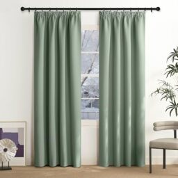 NICETOWN Children's Room Curtains, Sage Green, Blackout Curtains with Ruffle Tape, Set of 2, 200 x 140 cm (H x W), Thermal Curtain, Heat Protection, Overcurtains for Rails