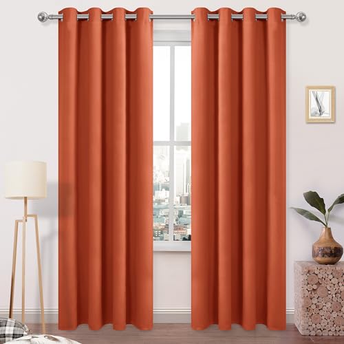 DWCN Black Out Curtains 84 Inch Long 2 Panels, Thermal Light Blocking Room Darkening Bedroom, Living Room Drapes, Burnt Ochre, W52 x L84 Inch, Set of 2