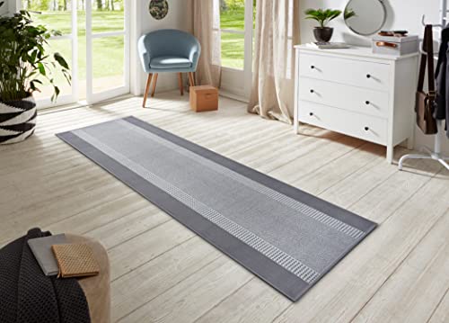 Hanse Home Carpet Runner Band 80 x 200 cm - Soft Short Pile Rug Modern Design Runner for Hallway, Bedroom, Children's Room, Bathroom, Living Room, Kitchen, Decorative Runner - Light Grey