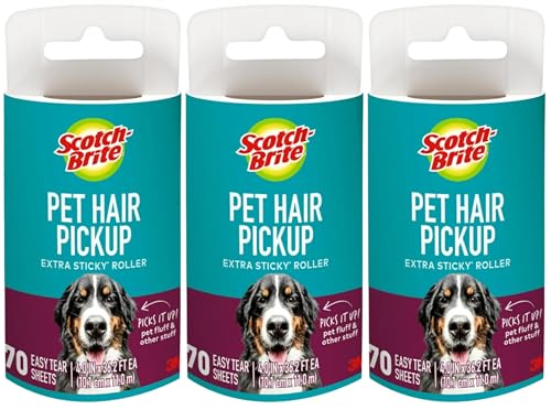 Scotch-Brite Everyday Clean Lint Roller Refill, 3 Rolls x 56 Easy Tear Sheets 168 Sheets in Total - Works Great on Pet Hair, Clothing, Furniture and More, White