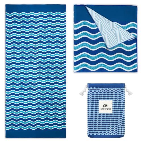 Elite Trend Microfiber Beach Towel for Adults with Bag - Extra Large 78x35 inch Lightweight Sand Free Quick Dry Towel for Travel, Swimming, Yoga, Camping