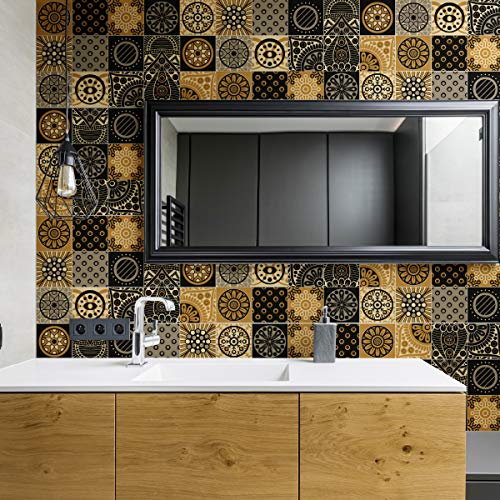 Ambiance Sticker Self-Adhesive Decorative Wall Decal Cement Tile for Bathroom and Kitchen San Juan - Pack of 9 Stickers of 20 x 20 cm