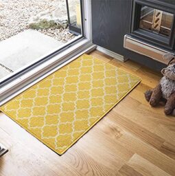 Serdim Rugs Havana Washable Non-Slip Door Mat, Trellis, Gold, 40x60cm