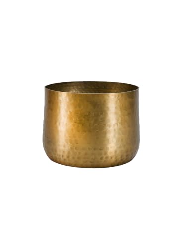 Serene Spaces Living Antique Brass Look Gold Hammered Pots: Stylish Indoor Planter, Decorative Accent for Potted Plants, Gold Flower Vase - Perfect for Weddings or Centerpieces, Small