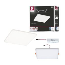 Paulmann 92398 LED Panel recessed luminaire Veluna VariFit IP44 Neutral White 185x185mm Rectangular incl. 1x17.5 watt Ceiling luminaire Satin Ceiling lamp Plastic Living Room lamp 4000 K