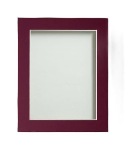 Frame Company Watson Matte Black Picture Photo Frame fitted with Perspex, 12x10 inch with Plum Mount for image size 10x8 inch
