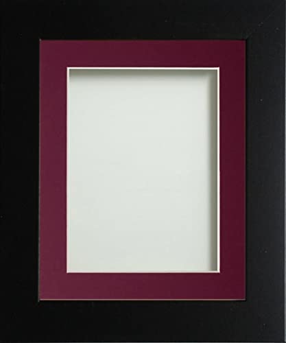 Frame Company Watson Matte Black Picture Photo Frame fitted with Perspex, 14x11 inch with Plum Mount for image size A4