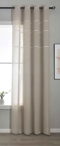 Gardinenbox Leipzig 202450 Semi-Transparent Curtain with Eyelets H x W 245 x 145 cm Taupe Chain Pattern Translucent Elegant Structure