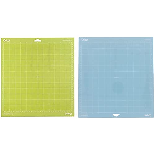 "Cricut StandardGrip Machine Mat, 30.5 cm x 30.5 cm (12"" x 12"") (1 ct), Green, One Size & 2007792 LightGrip Machine Mat, 30.5 cm x 30.5 cm (12"" x 12""), Blue, One Size"