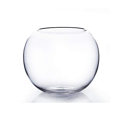 "WGV Bowl Glass Vase, Diameter 10"", Height 8"", Open Width 6"", Clear Bubble Vase, Plant Container, Fish Bowl for Wedding Party Event, Home Office Decor, 1 Piece"