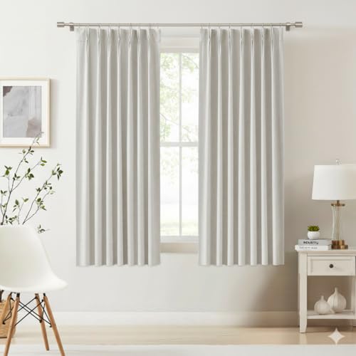 "Kayne Studio Blackout Curtains for Living Room, Bedroom, Nursery, Thermal Insulated Drape with Rod Pocket, 9 Hooks, 40"" x 63"", Linen Blend"