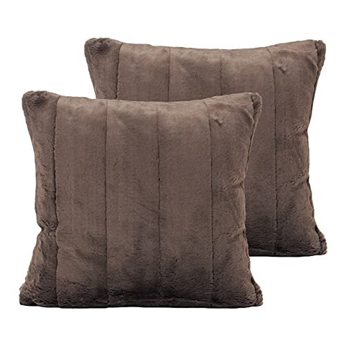 Paoletti Empress Polyester Filled Cushions (Twin Pack), Polyester, Taupe