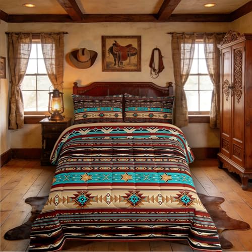 Aztec Quilt Ethnic Tribal Arrow Comforter Set,Retro Southwest Native Bohemian Bedding Set King,Western Star Geometry Sriped Duvet Insert African Tribe Exotic Nordic Style Boho Decor,Warm Taupe