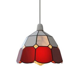 Tiffany Style Lamp Shade Antique Red and White Glass and Mosaic Dragonfly Design Ceiling Lamp Pendant Stained Glass Shade -Easy Fit Replacement Light Shades